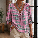 Noelle-Faye Tie Neck Blouse - Pink