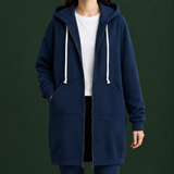 Ariadne-Jade Longline Hoodie - Dark Blue