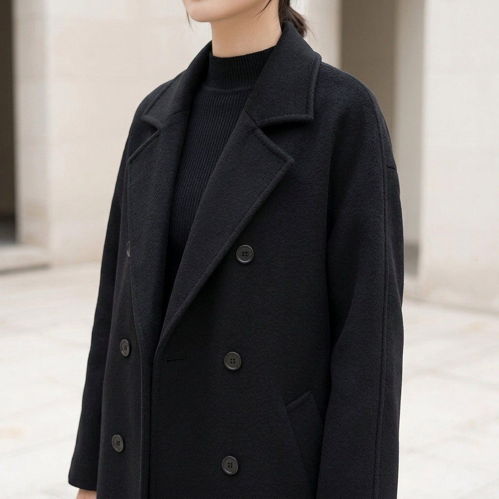 Elodie Double-Breasted Coat - Lead Product Detail