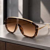 Leopold Sculptural Shield Sunglasses - Motif Léopard