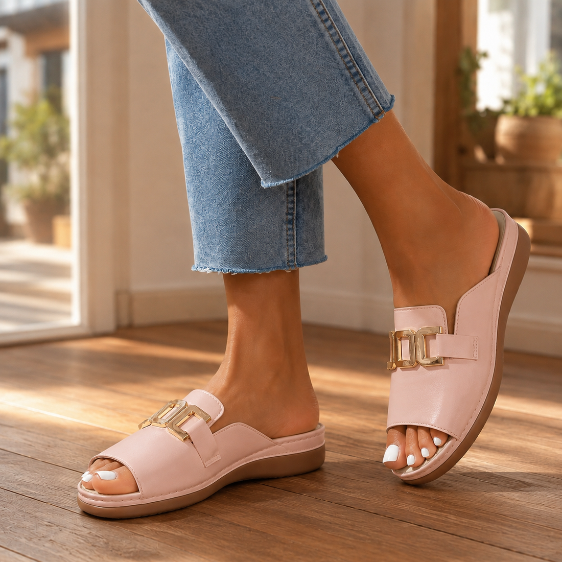 Brescia Buckle Sandals - Pink