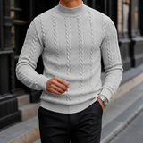 Tobias Cable Knit Sweater - Light Gray