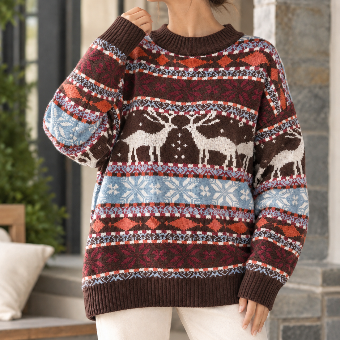 Serena-Hope Festive Sweater - Brown