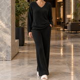 Charlotte-Claire Ribbed Set - Black