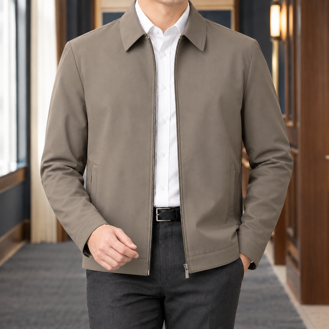 Damien Zip Jacket - Taupe