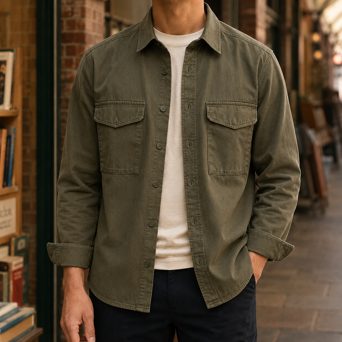 Dominic Utility Shirt - Army Green