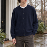 Adrian-Tate Button Front Cardigan - Navy Blue