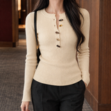 Pomeline-Marie Ribbed Knit Top - Apricot