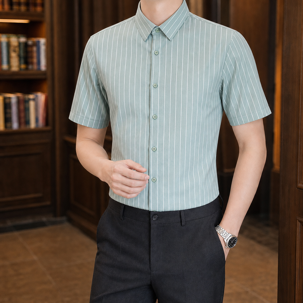 Egon Striped Shirt - Green Stripe