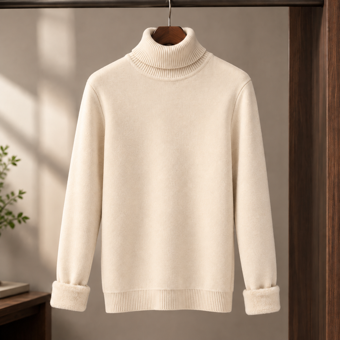 Fulbert Ribbed Turtleneck Sweater - Apricot High Collar