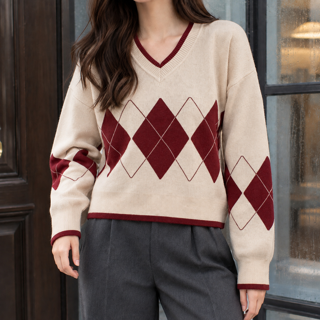 Eugenie Argyle Sweater - Cream