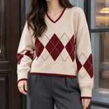 Eugenie Argyle Sweater - Cream