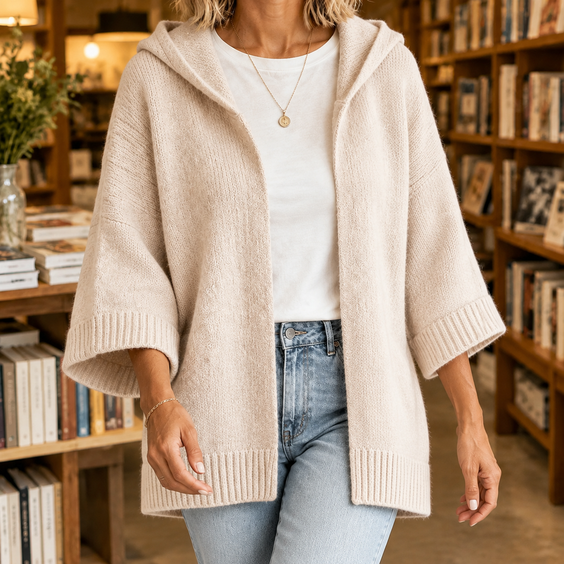 Saskia-Faye Hooded Sweater - Beige