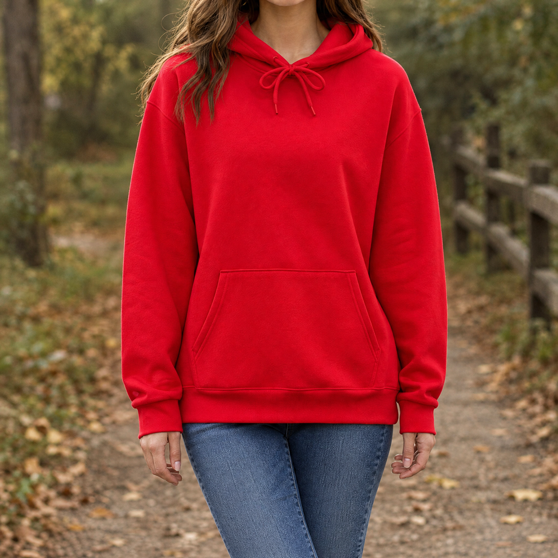 Mathilde-Claire Relaxed Hoodie - Solid-red