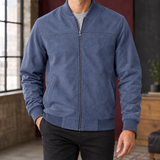 Norbert Suede Bomber Jacket - Navy Blue