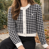 Alina-Rose Houndstooth Cardigan - Black