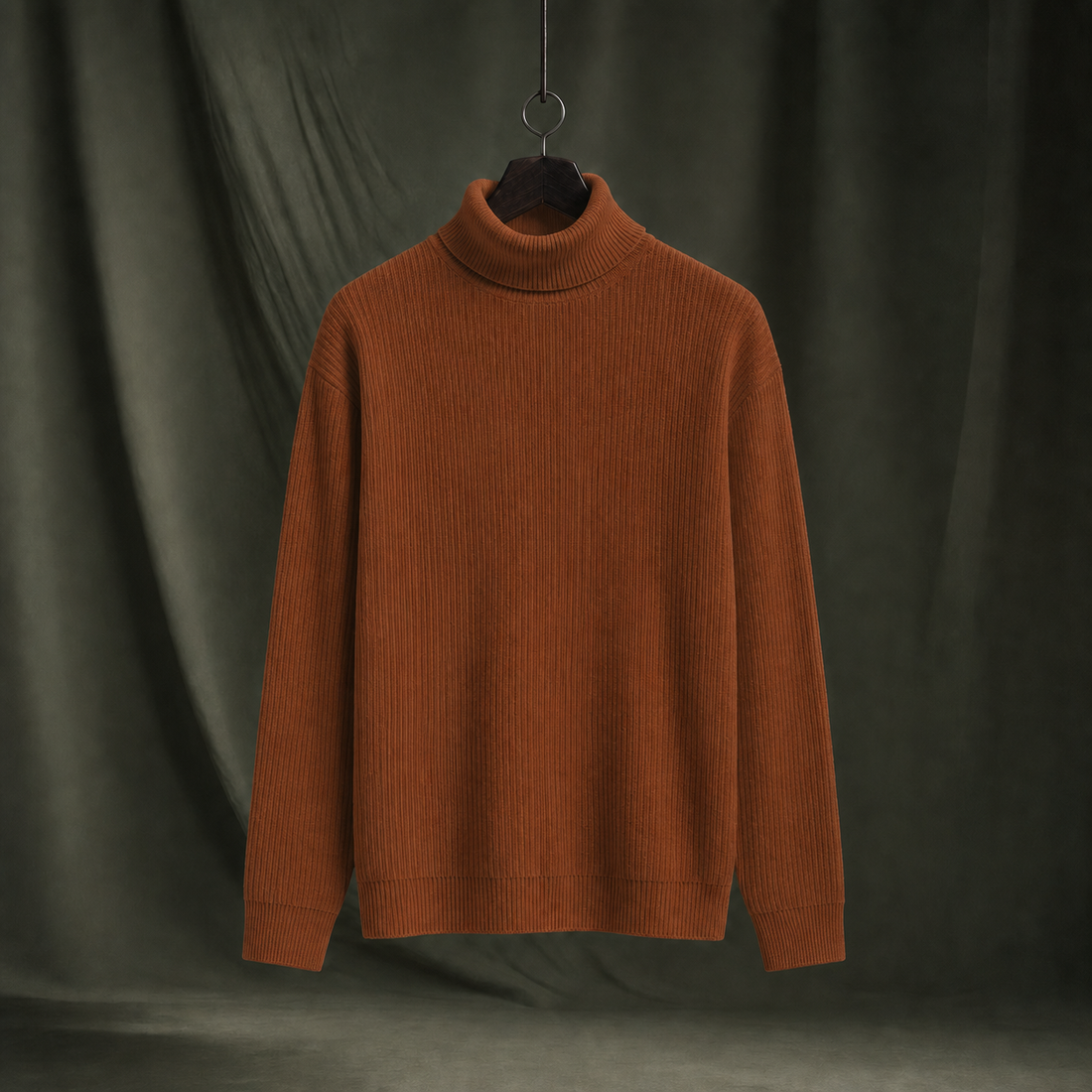Sylvester Ribbed Turtleneck Sweater - Caramel