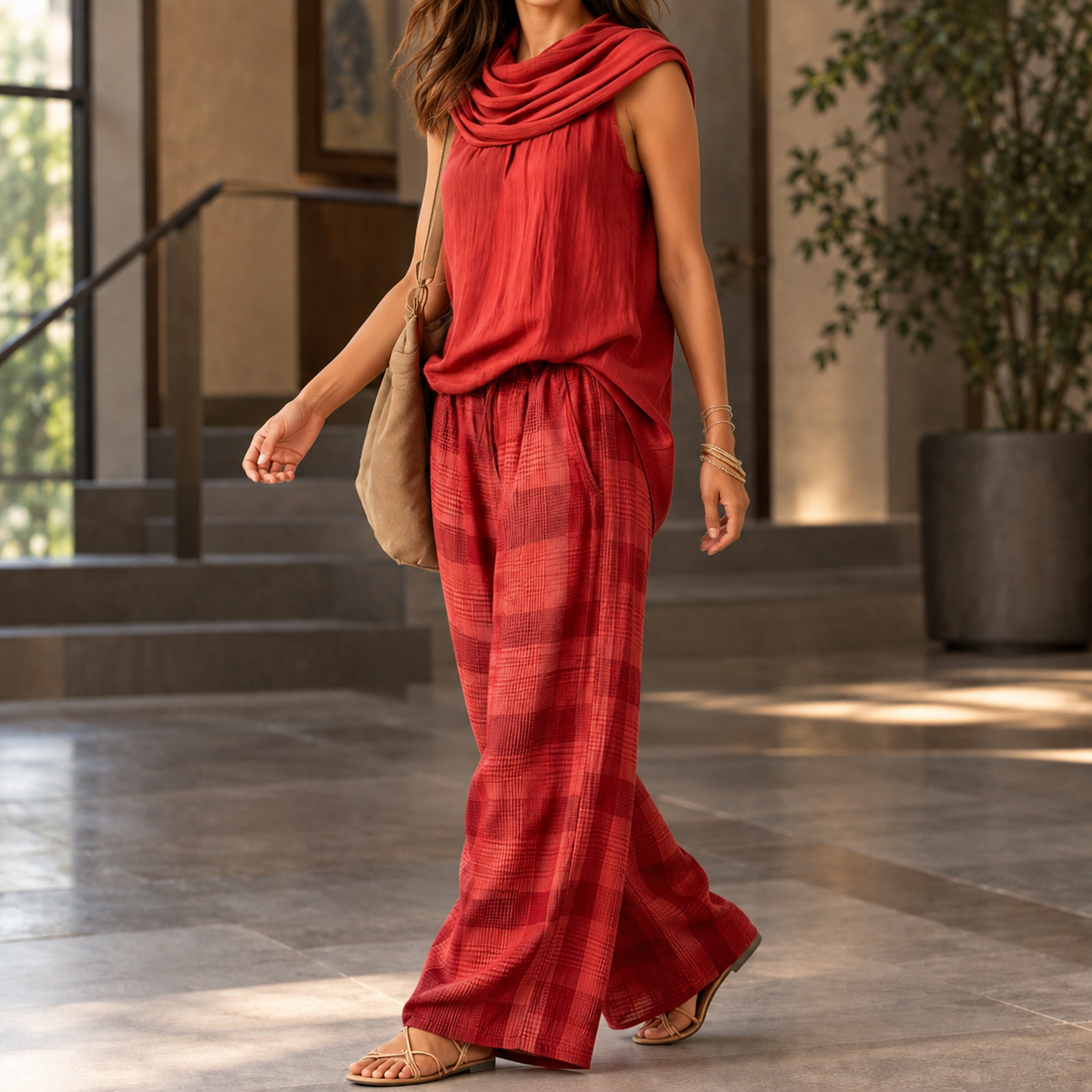 Tallulah-Faye Draped Set - Red