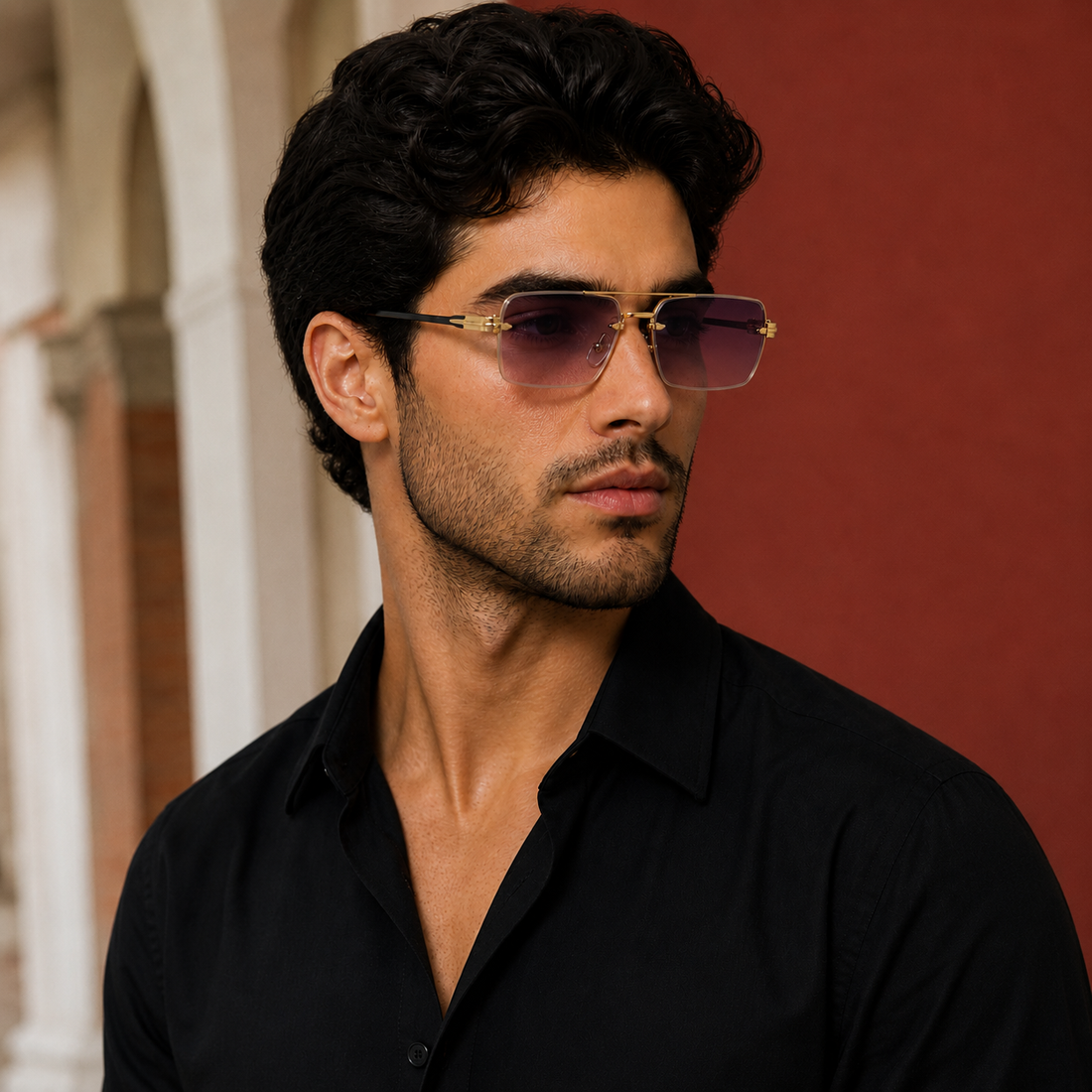 Ellis Rimless Sunglasses - Pink