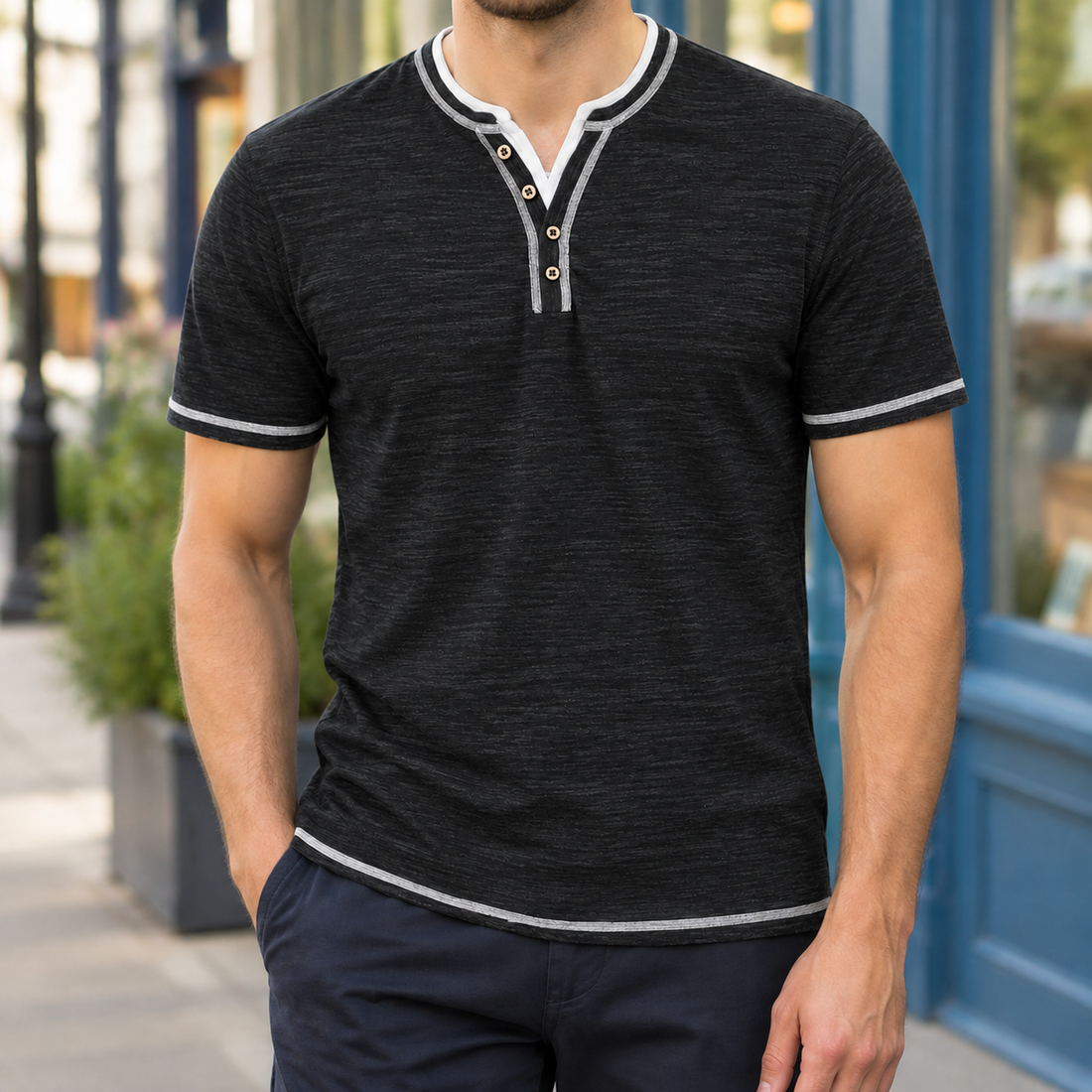 Percival Henley Top - Black