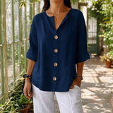 Marisol Relaxed Blouse - Navy Blue