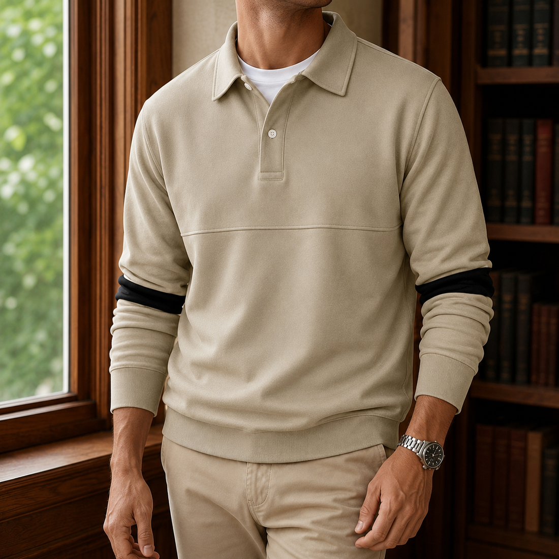 Sebastian Collared Sweatshirt - Khaki