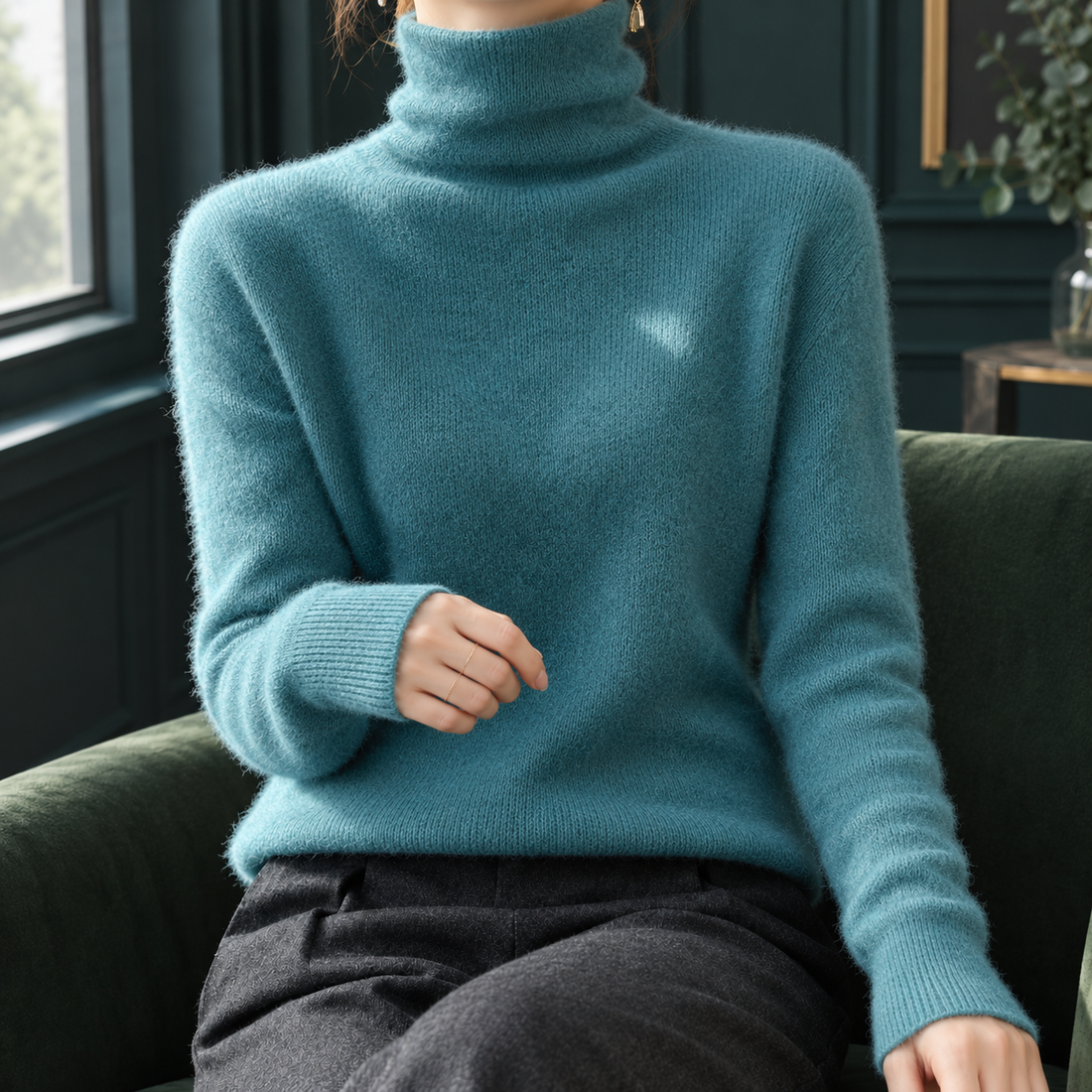 Etta Turtleneck Sweater - Peacock Blue