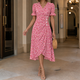 Jade Floral Midi Dress - Red