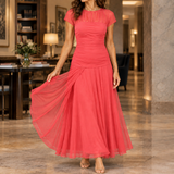 Pippa-June Ruched Maxi Dress - Red