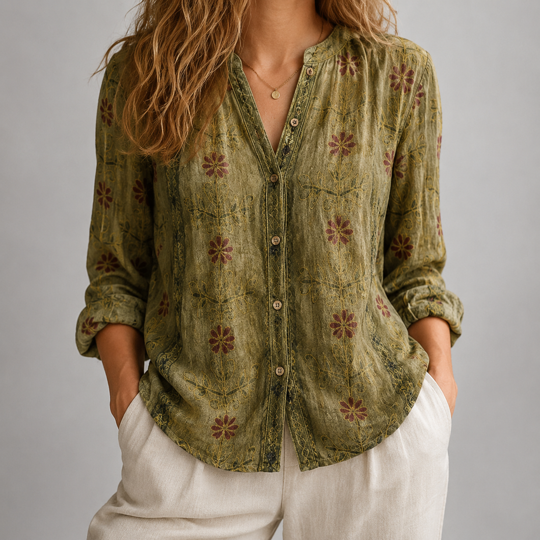 Celeste Botanical Blouse - Green