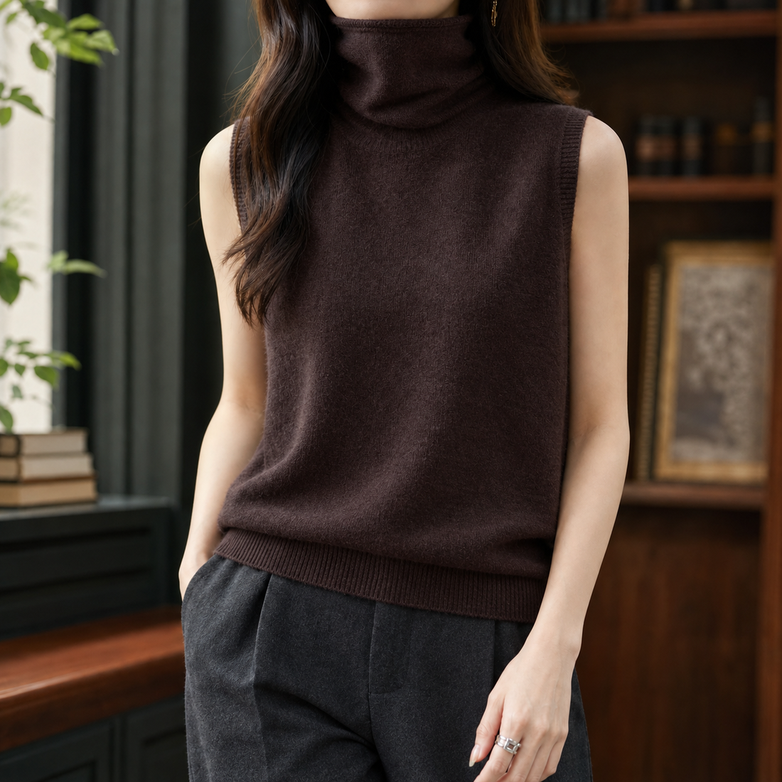 Willa-Skye Turtleneck Top - Dark Coffee