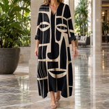 Alexia Relaxed Maxi Dress - Black Abstract