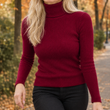 Perpetua-Rae Ribbed Sweater - Burgundy