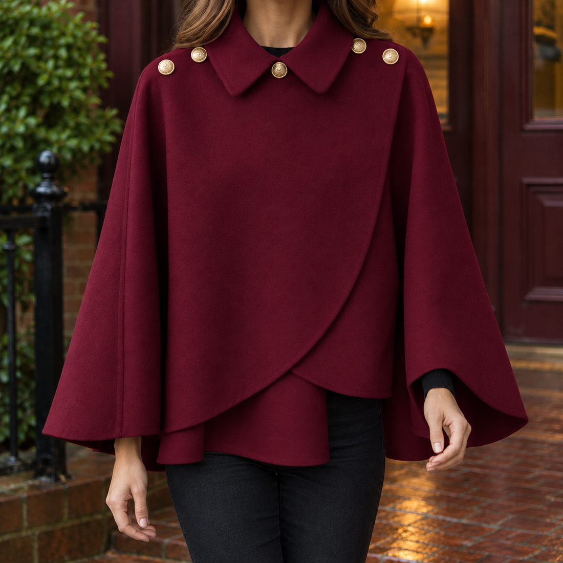 Riley-June Cape Jacket - Oxblood Red