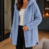 Evangeline-Grace Hooded Cardigan - Blue