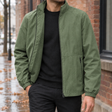 Eldric-Lane Stand Collar Jacket - Army Green