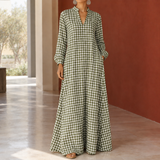 Arletta Gingham Maxi Dress - Matcha Green