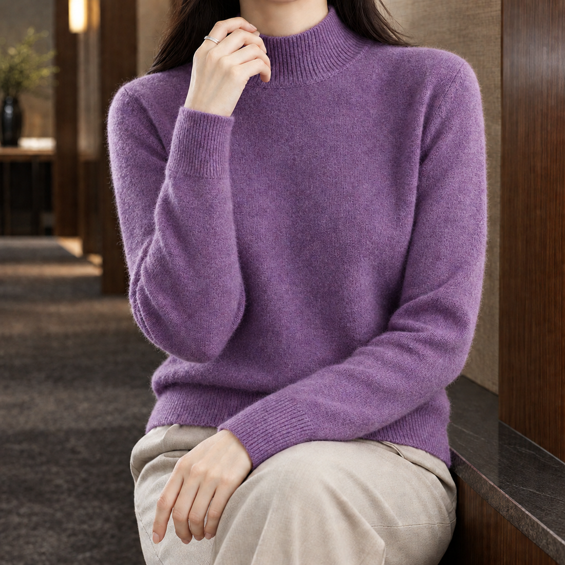 Aiglon Mock Neck Sweater - Purple