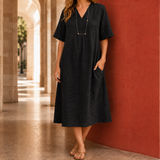 Lucille Relaxed Midi Dress - Black