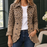 Esther Ruffled Jacket - Brown Leopard