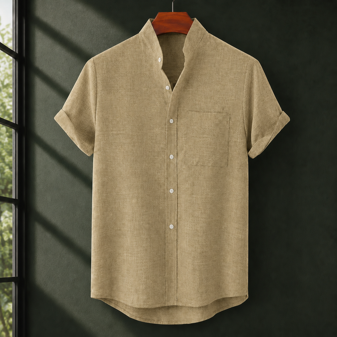 Beckett Stand Collar Shirt - Khaki