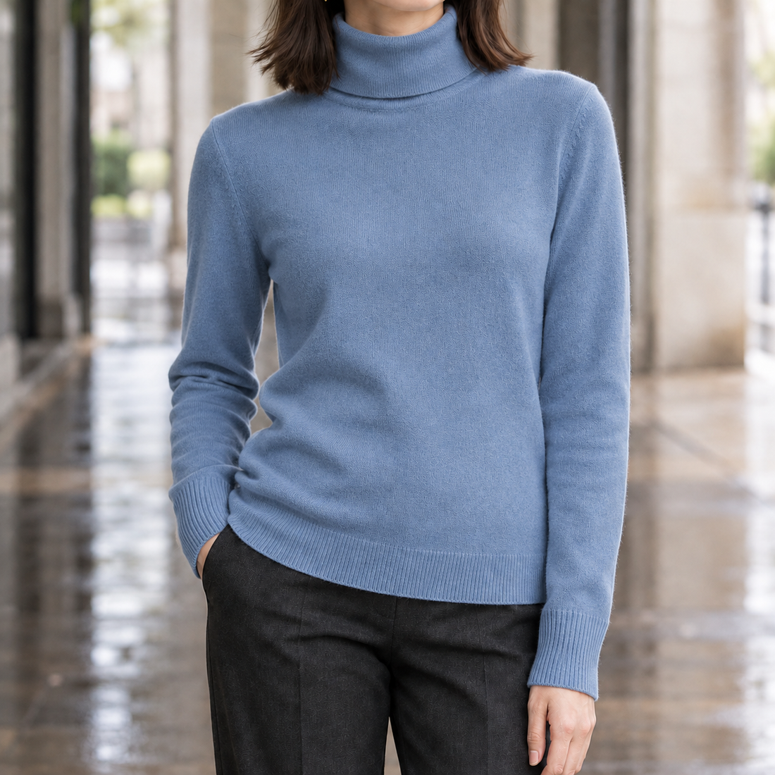 Nicole Turtleneck Sweater - Mist Blue