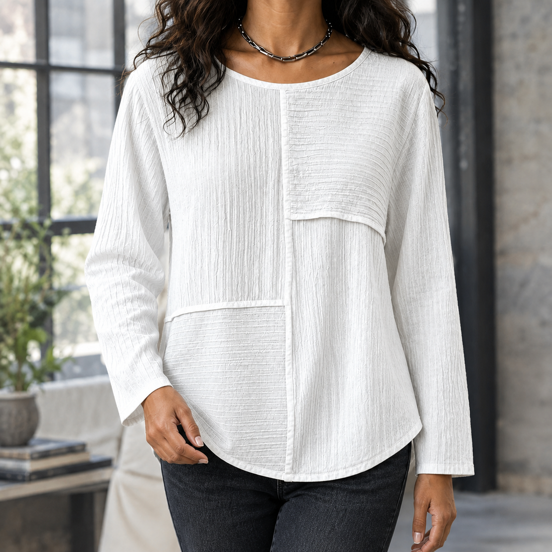 Rachel Panelled Top - White