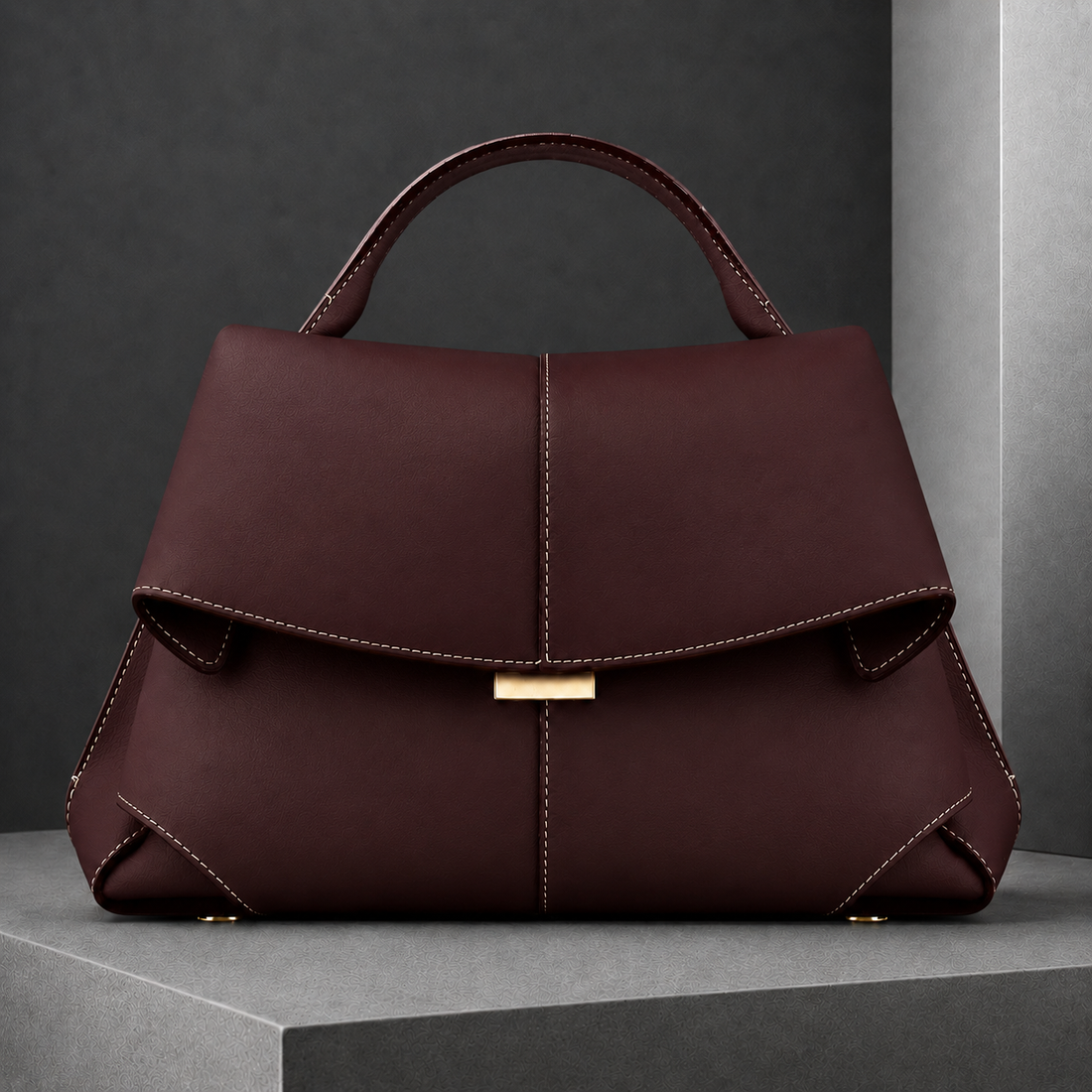 Positano Leather Handbag - Burgundy