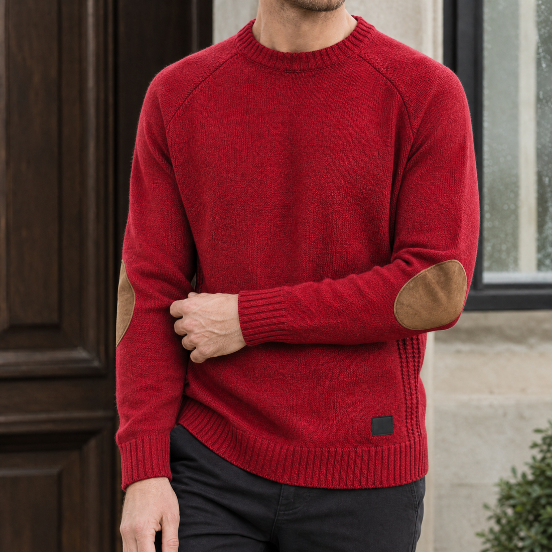 Silvain Elbow Patch Sweater - Red