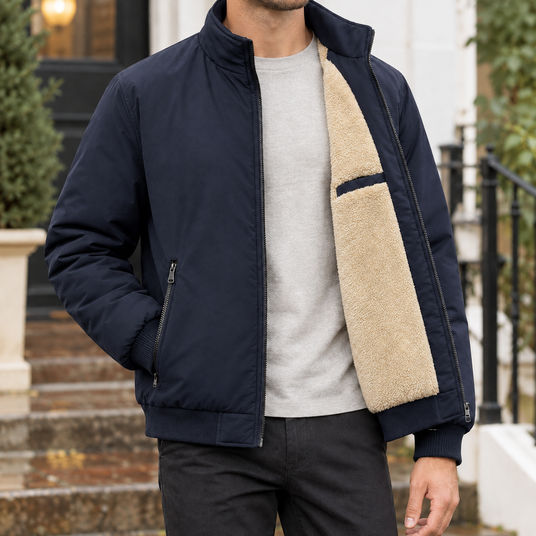 Oberon-Grant Plush Lined Jacket - Navy