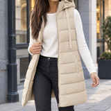 Sylvaine-Mae Hooded Puffer Vest - Beige