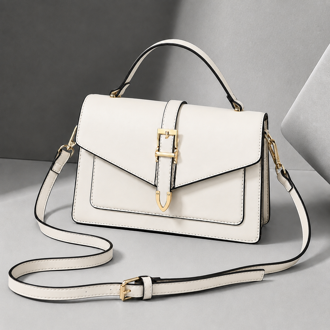 Siena Buckle Satchel - Valkoinen