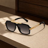 Phoebe-Mae Pilot Sunglasses - Black And Gold Gray Fade