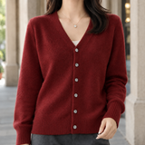 Esther-Belle V-Neck Cardigan - Wine Red